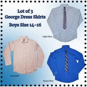 LOT OF 3 BOYS GEORGE BUTTON DOWN DRESS SHIRTS - SIZE XL (14-16)